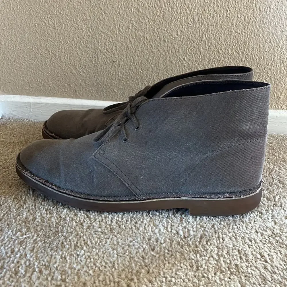 Clarks Original Desert Preppy Academia Neutral boots in gray canvas sz 13